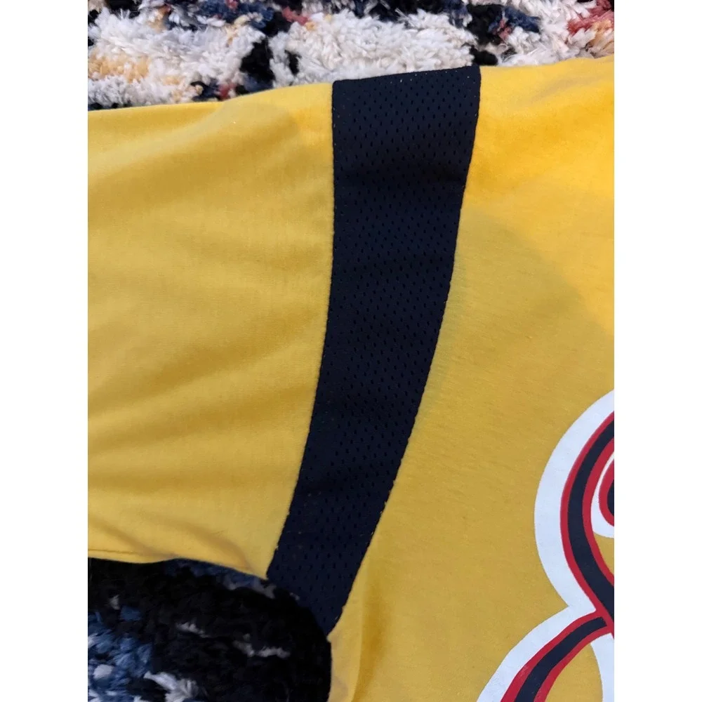 Napoleone Seven 7 Graphic T-Shirt Mens Yellow Black Mesh Shoulder Streetwear Tee